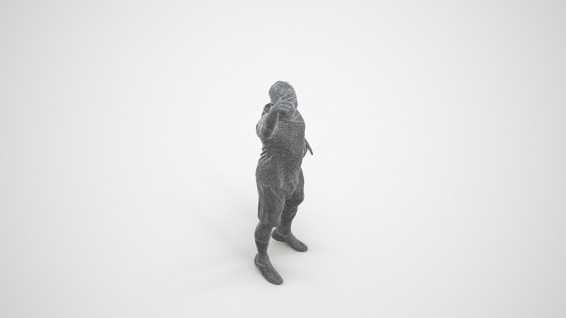 realistic 3D man sport, scanned archviz people for Blender and 3ds Max, wireframe three-quarter view
