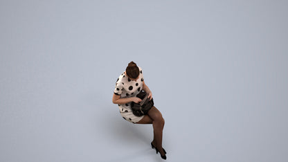 3D scanned woman sitting casual, photorealistic archviz people for Enscape and SketchUp, back view render
