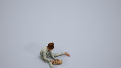3D human model girl kids, photogrammetry scanned person for archviz, back view render