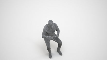 photogrammetry 3D man casual business, realistic human model archviz FBX, wireframe three-quarter view