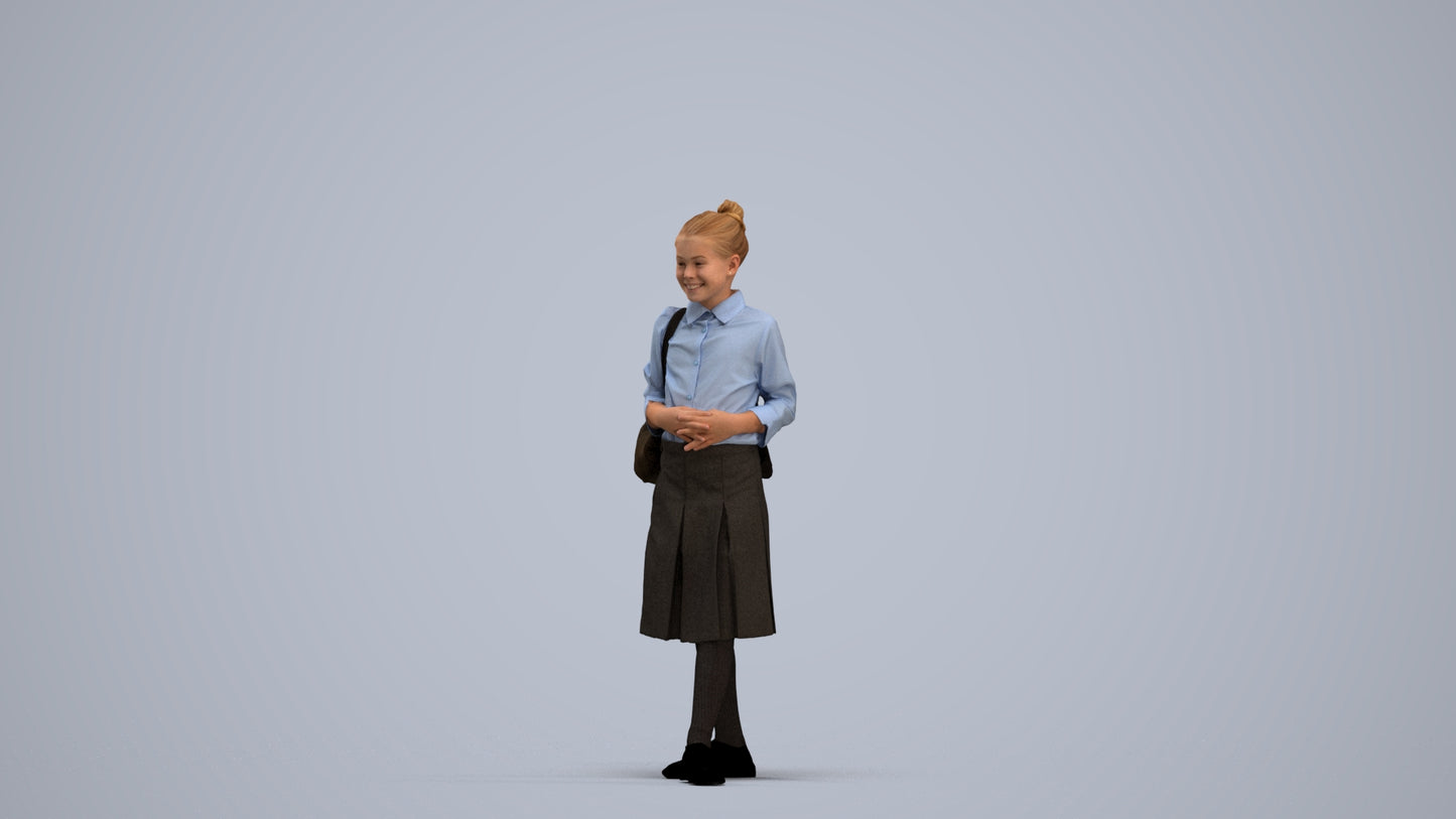 scanned 3D girl kids, photogrammetry people for Enscape and V-Ray, standing pose render