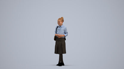 scanned 3D girl kids, photogrammetry people for Enscape and V-Ray, standing pose render