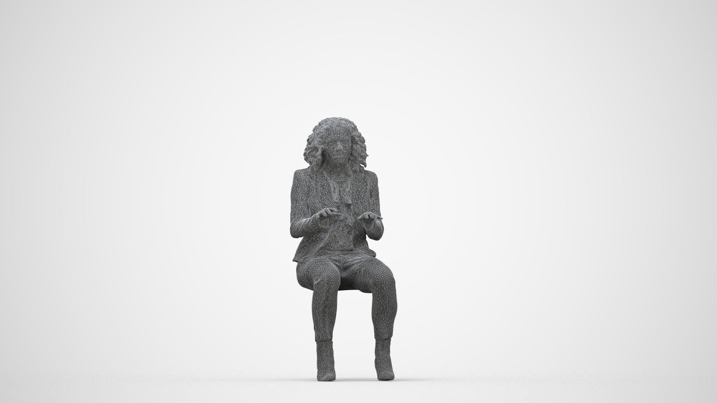 photogrammetry 3D woman business, realistic human model archviz FBX, wireframe back view