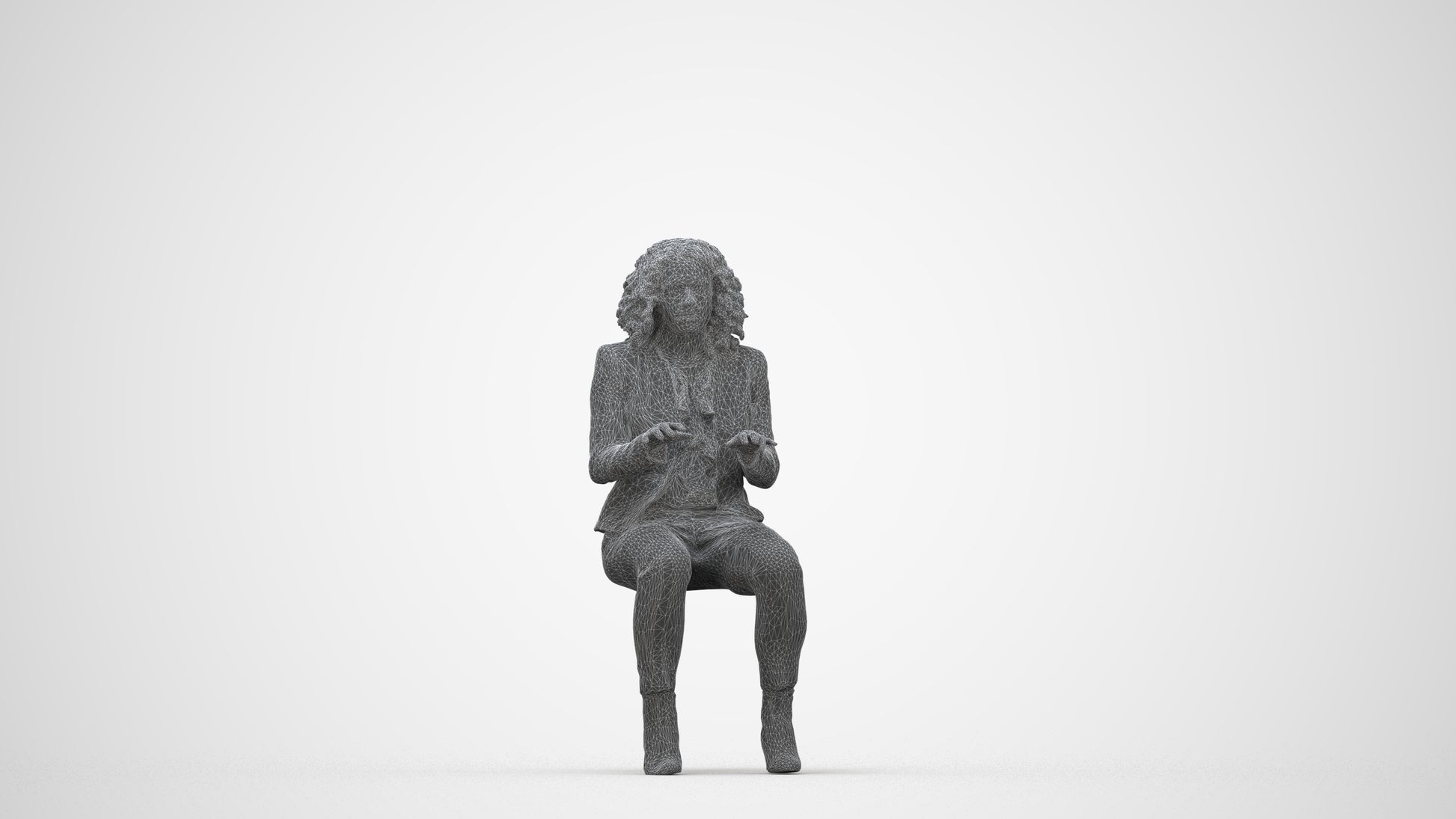 photogrammetry 3D woman business, realistic human model archviz FBX, wireframe back view