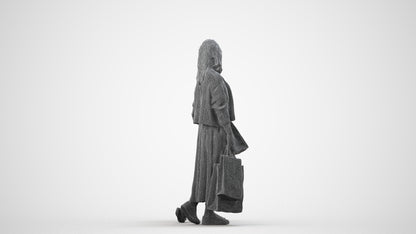 3D people model girl casual kids, scanned human for 3ds Max rendering, wireframe side view