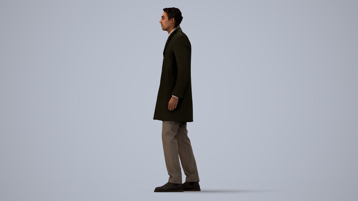 3D scanned man business, photorealistic archviz people for Enscape and SketchUp, three-quarter view render
