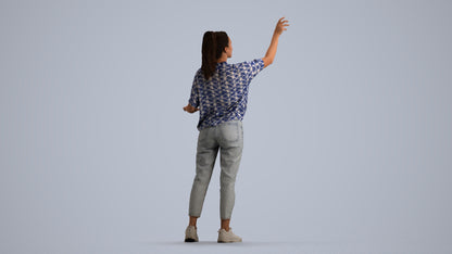 3D scanned woman standing casual, photorealistic archviz people for Enscape and SketchUp, front view render