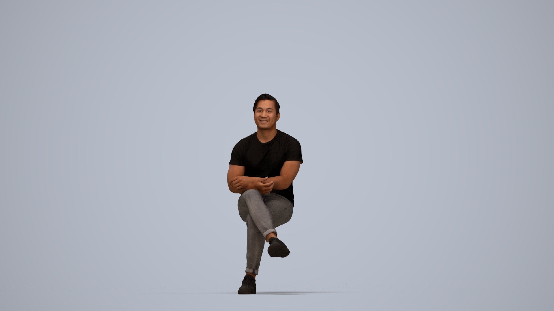 realistic 3D people man casual sitting, render-ready for V-Ray and Corona, FBX OBJ, top-down view render