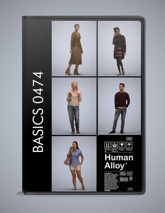realistic 3D people walking set, 5 render-ready models for V-Ray and Corona