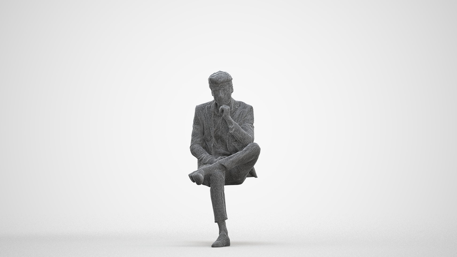 3D human model man business, photogrammetry scanned person for archviz, three-quarter front view render