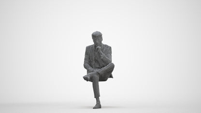 3D human model man business, photogrammetry scanned person for archviz, three-quarter front view render