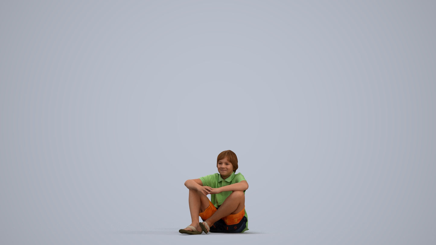 photogrammetry 3D boy kids, realistic human model archviz FBX, standing pose render
