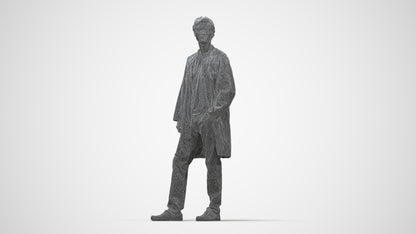 scanned 3D man standing, photogrammetry people for Enscape and V-Ray, wireframe back view