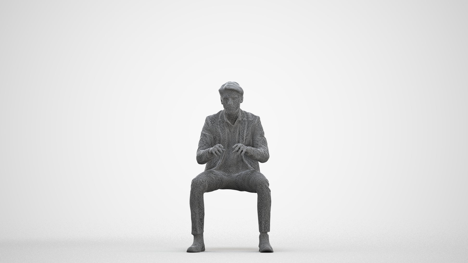 scanned 3D man business, photogrammetry people for Enscape and V-Ray, three-quarter front view render