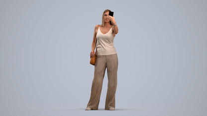 3D people model woman casual standing, scanned human for 3ds Max rendering, standing pose render