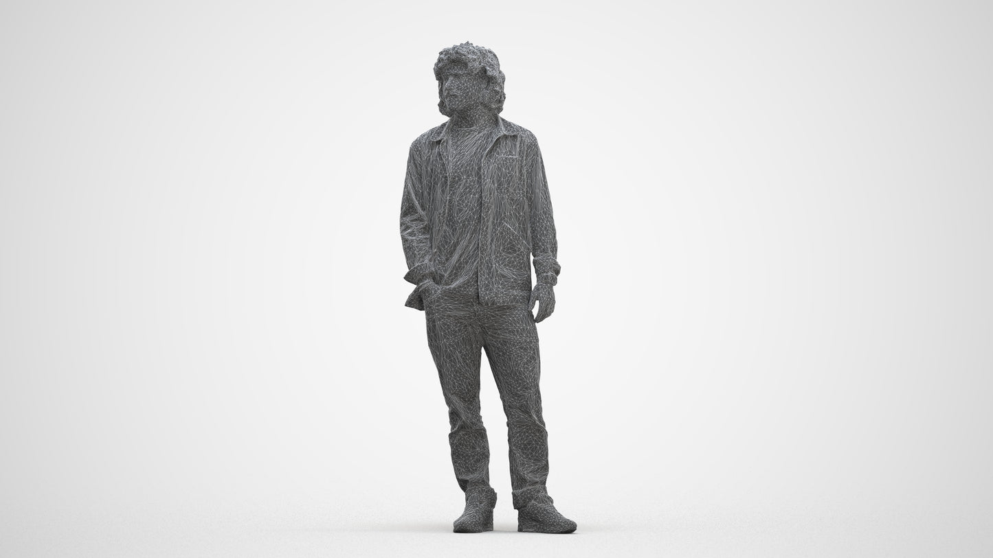realistic 3D people man casual standing, render-ready for V-Ray and Corona, FBX OBJ, three-quarter front view render