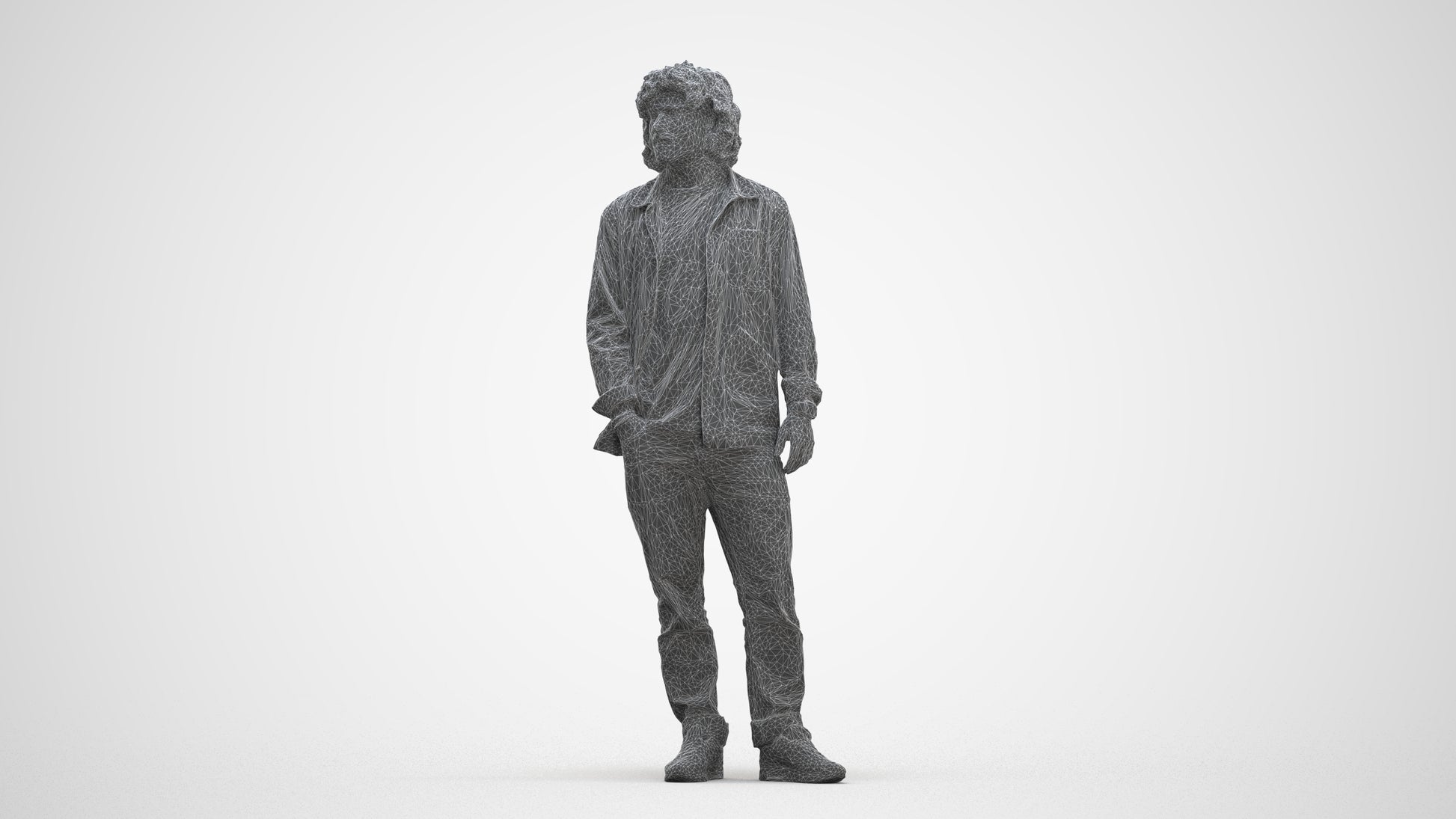 realistic 3D people man casual standing, render-ready for V-Ray and Corona, FBX OBJ, three-quarter front view render