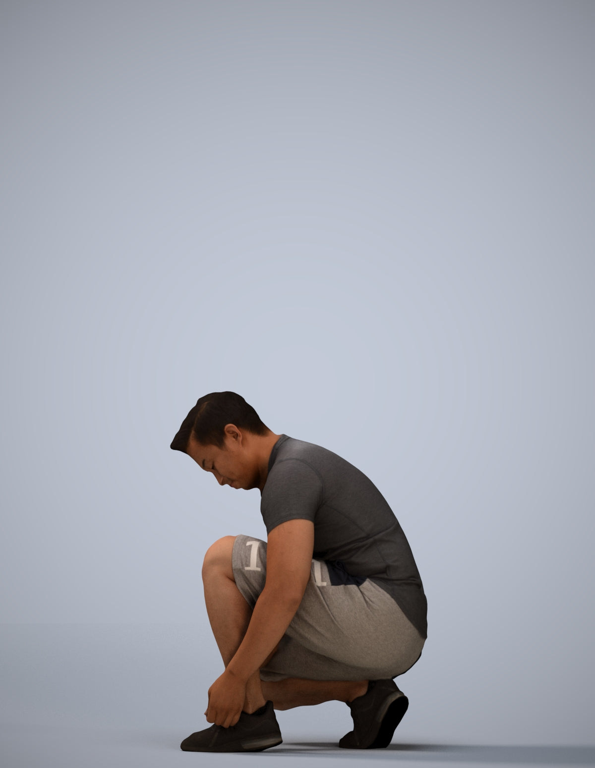 scanned 3D man sport standing, photogrammetry people for Enscape and V-Ray