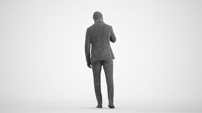 3D human model man business, photogrammetry scanned person for archviz, wireframe front view