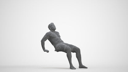 realistic 3D human man pool, archviz people FBX OBJ for Blender, three-quarter front view render