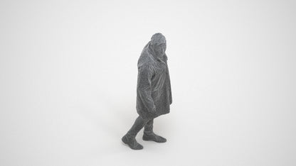 3D human model man medical, photogrammetry scanned person for archviz, wireframe three-quarter view