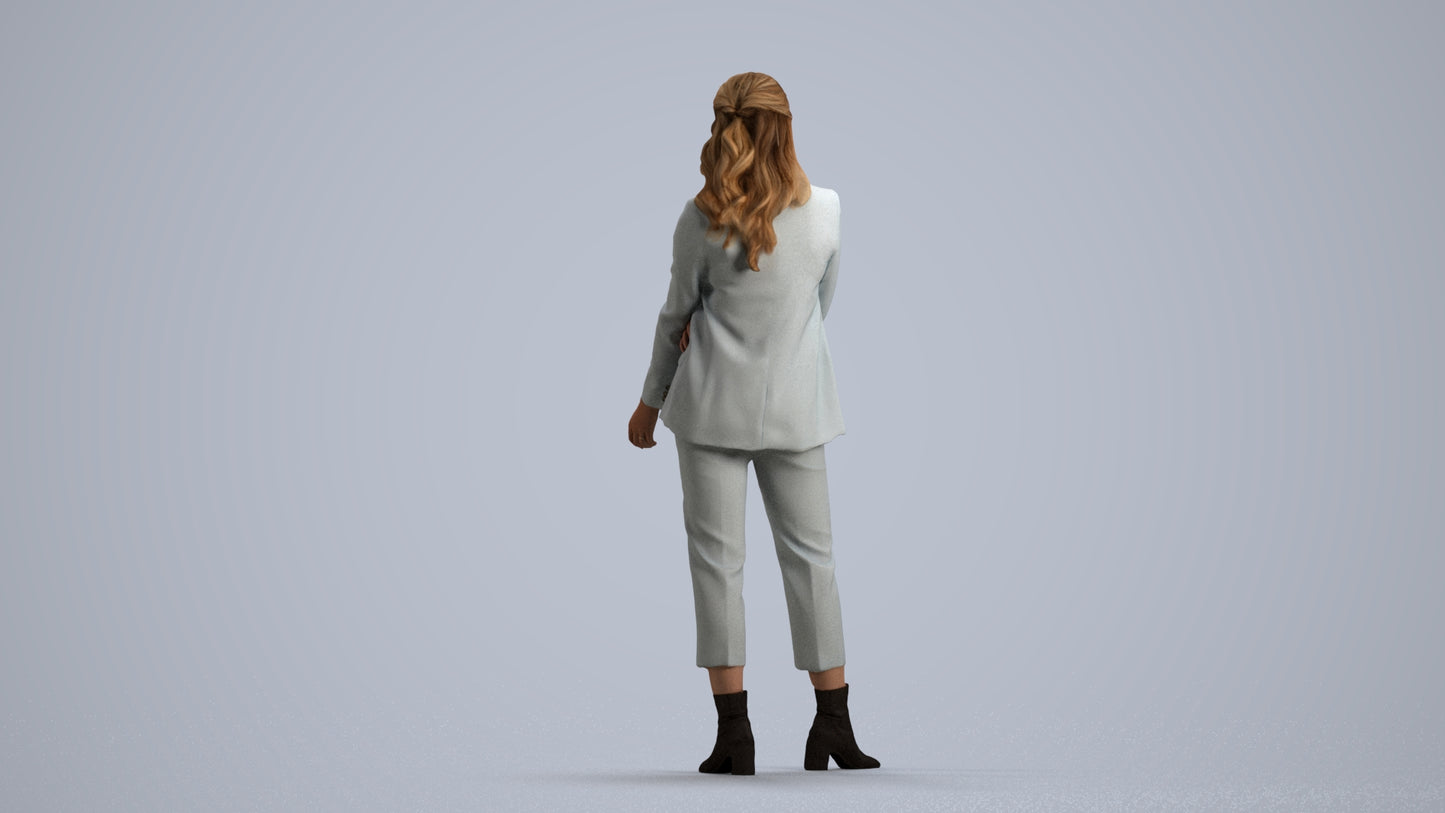 photogrammetry 3D woman business, realistic human model archviz FBX, front view render
