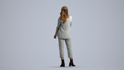 photogrammetry 3D woman business, realistic human model archviz FBX, front view render