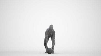 3D human model girl sport, photogrammetry scanned person for archviz, three-quarter front view render