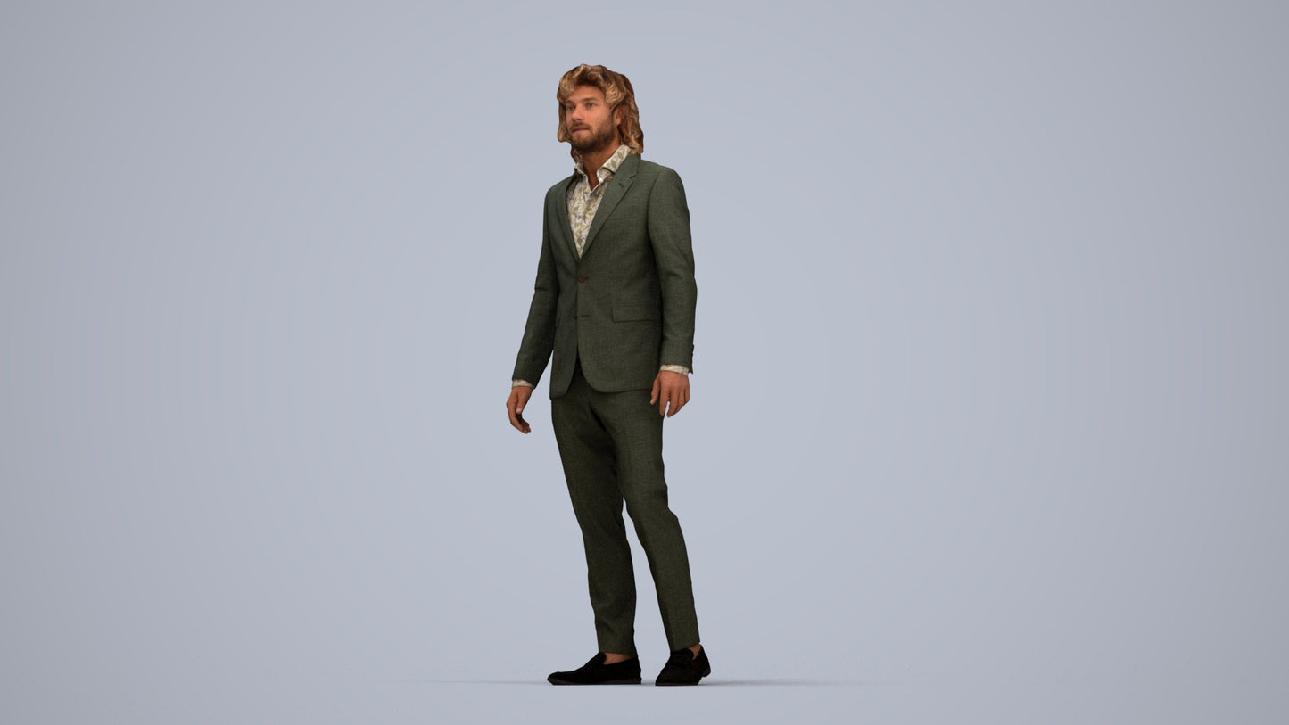 scanned 3D man business, photogrammetry people for Enscape and V-Ray, top-down view render