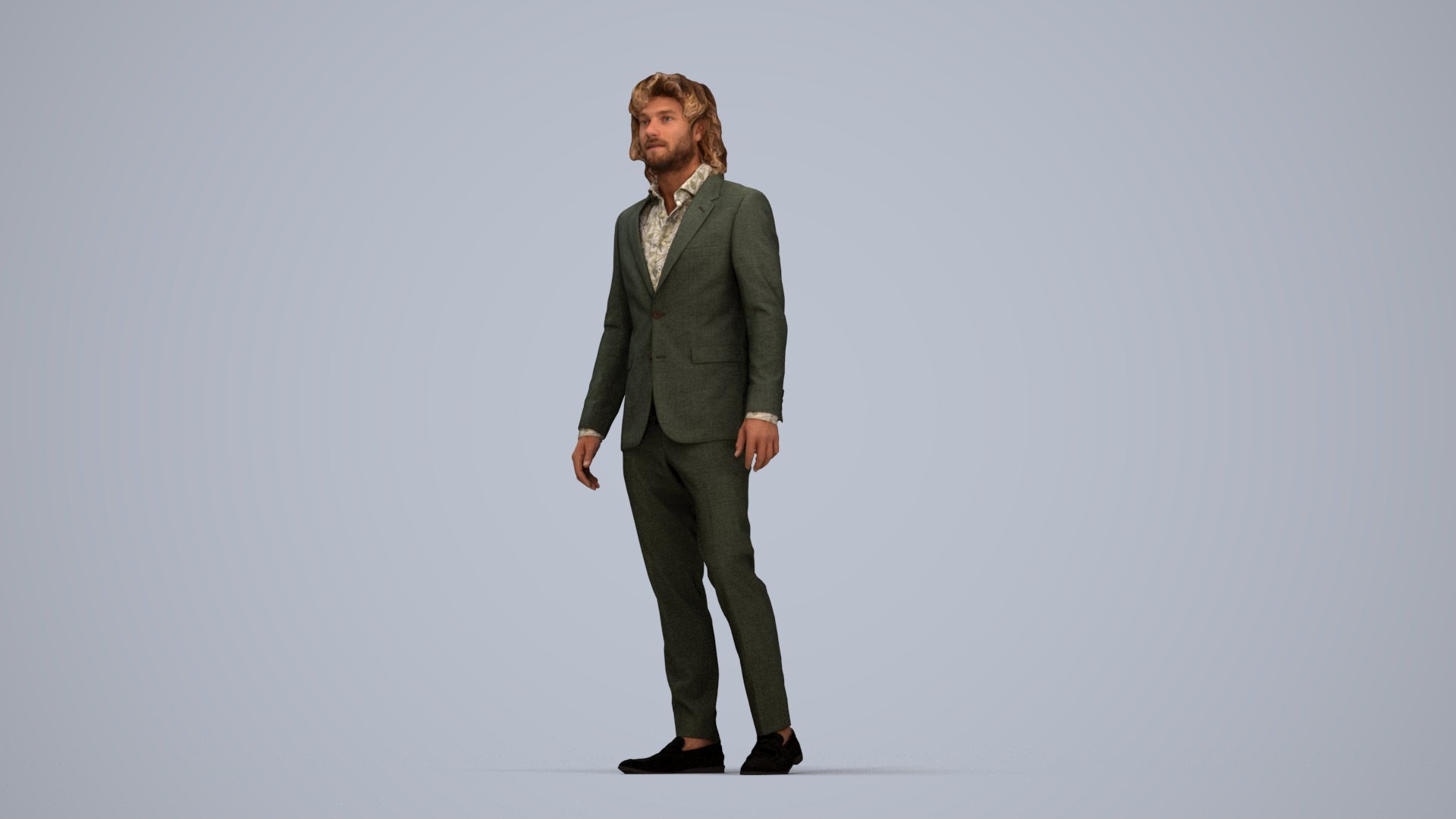 scanned 3D man business, photogrammetry people for Enscape and V-Ray, top-down view render