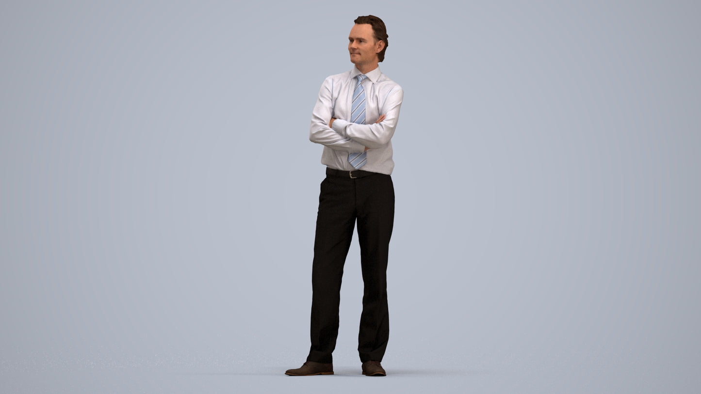 realistic 3D people man business, render-ready for V-Ray and Corona, FBX OBJ, standing pose render