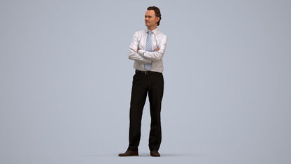 realistic 3D people man business, render-ready for V-Ray and Corona, FBX OBJ, standing pose render