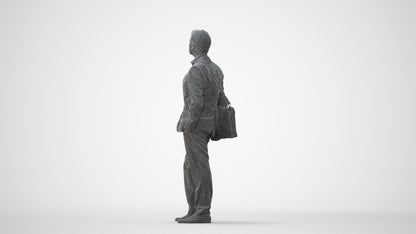3D human model man business, photogrammetry scanned person for archviz, square thumbnail