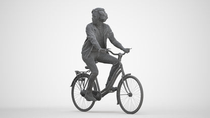 scanned 3D man casual cycling, photogrammetry people for Enscape and V-Ray, three-quarter front view render