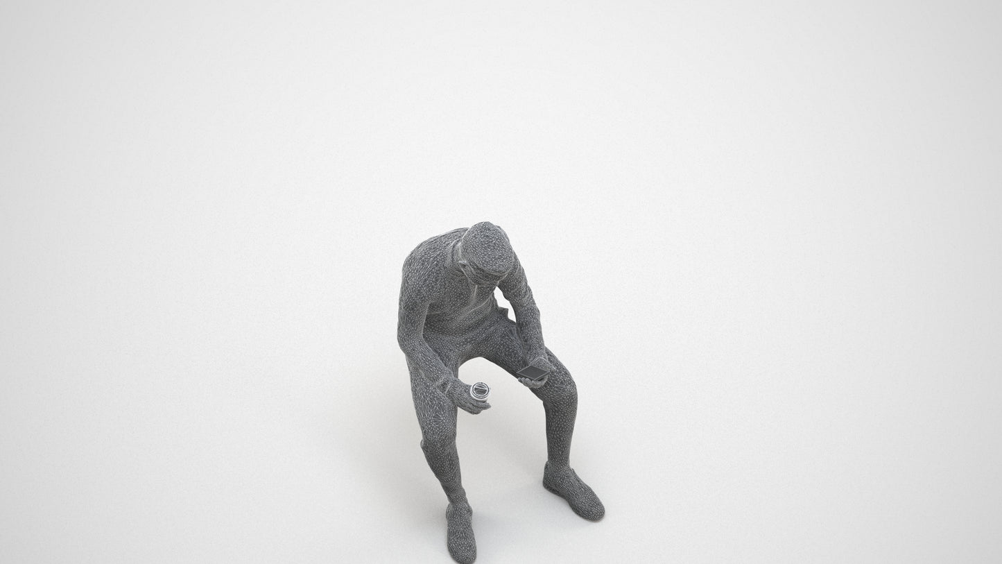 3D scanned boy kids casual, photorealistic archviz people for Enscape and SketchUp, wireframe three-quarter view
