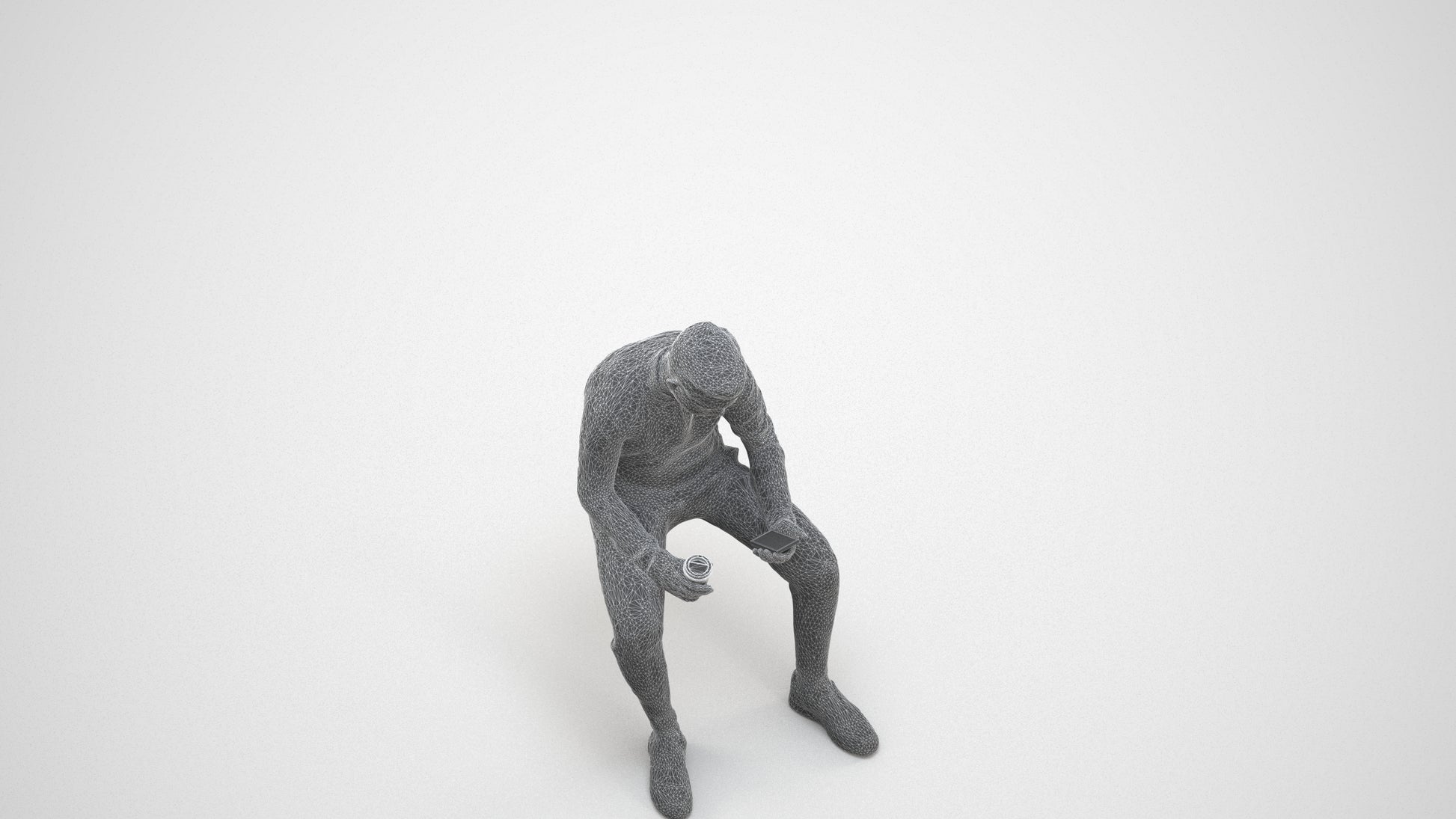 3D scanned boy kids casual, photorealistic archviz people for Enscape and SketchUp, wireframe three-quarter view