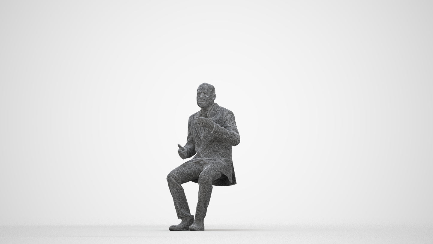 realistic 3D people man business, render-ready for V-Ray and Corona, FBX OBJ, wireframe back view