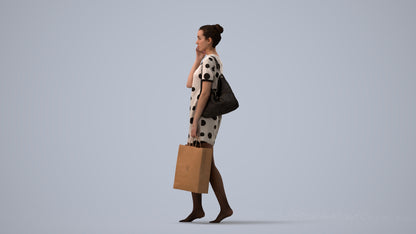 3D people model woman casual mix, scanned human for 3ds Max rendering, three-quarter view render
