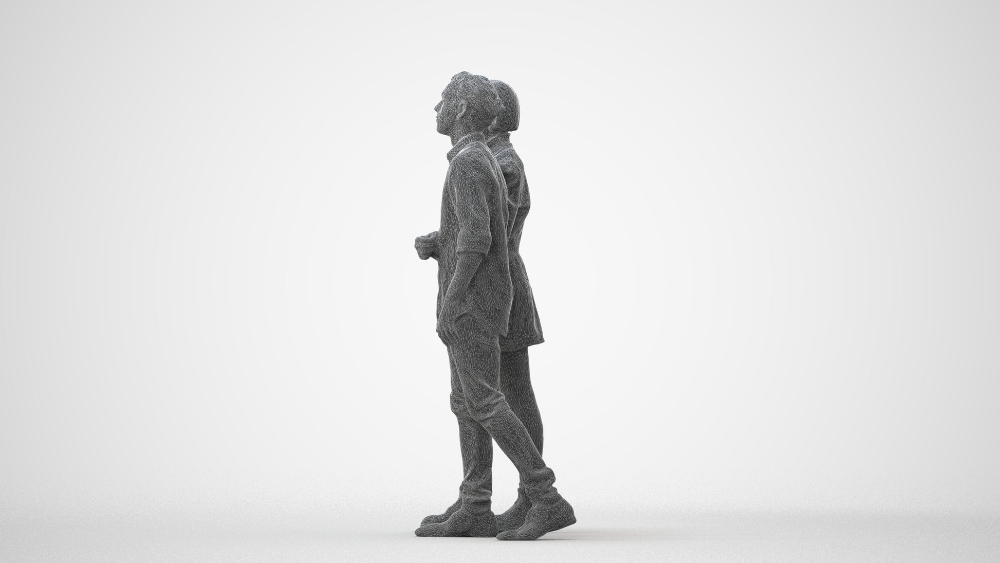 realistic 3D human woman casual couple, archviz people FBX OBJ for Blender, square thumbnail