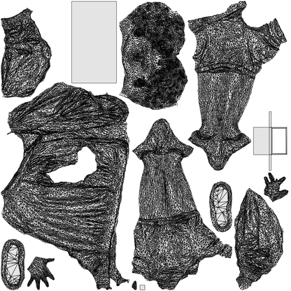 scanned 3D boy casual mix, photogrammetry people for Enscape and V-Ray, wireframe top-down view
