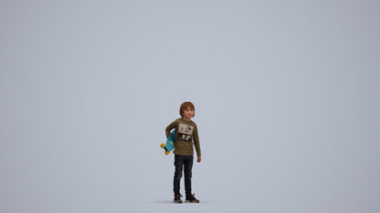 scanned 3D boy casual kids, photogrammetry people for Enscape and V-Ray, standing pose render