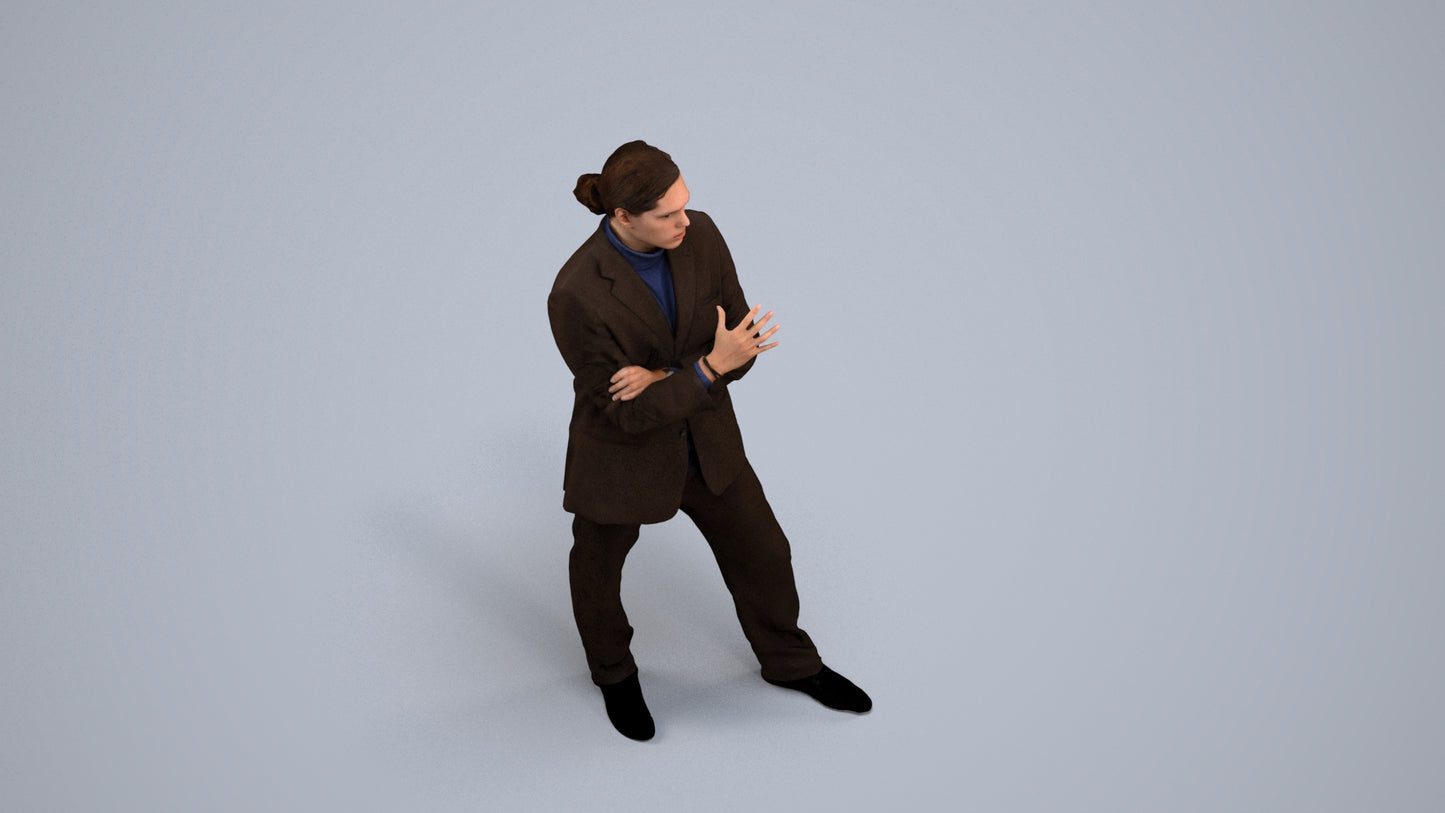 scanned 3D man business, photogrammetry people for Enscape and V-Ray, back view render