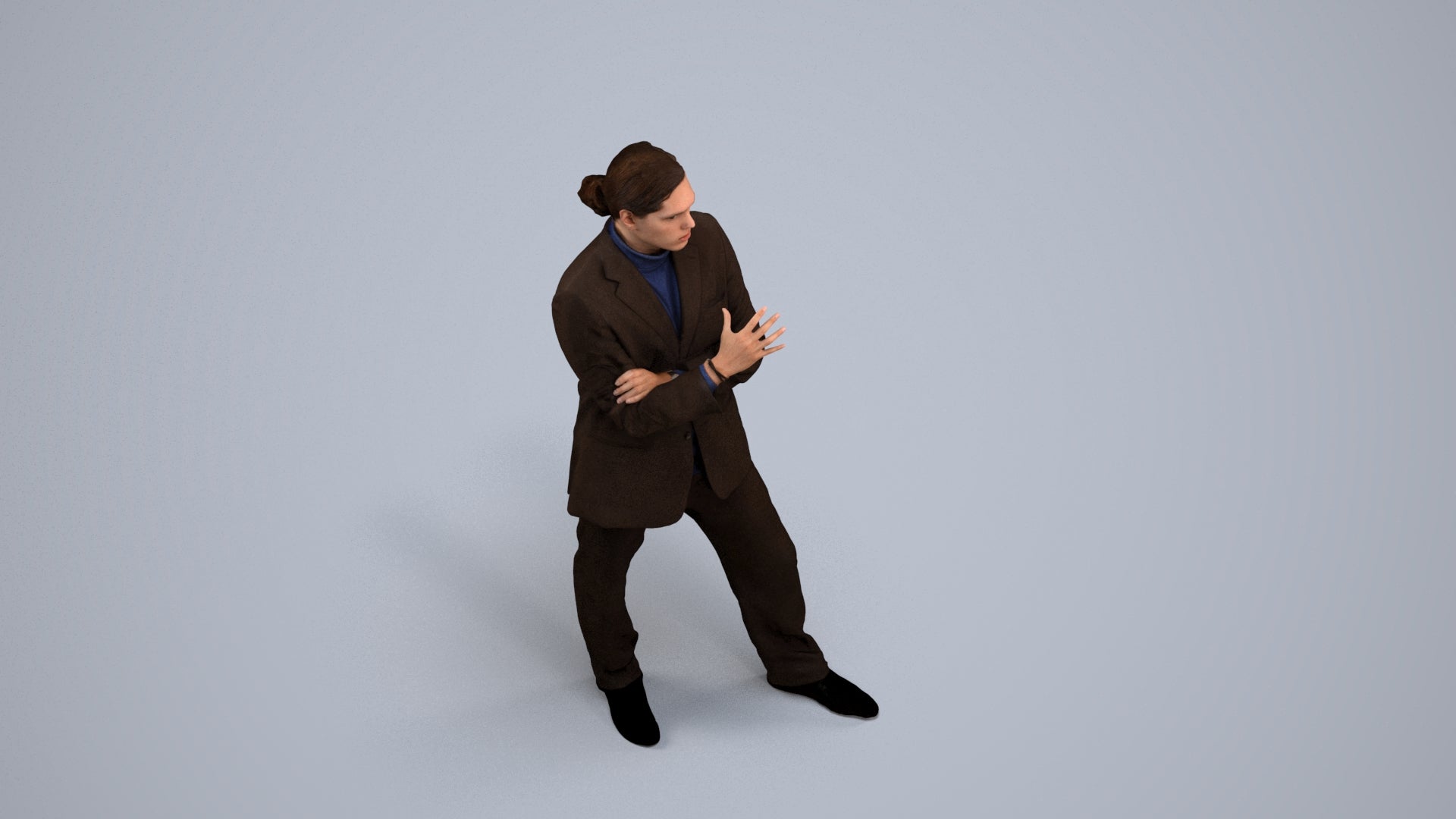 scanned 3D man business, photogrammetry people for Enscape and V-Ray, back view render