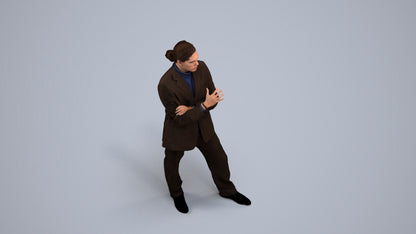 scanned 3D man business, photogrammetry people for Enscape and V-Ray, back view render