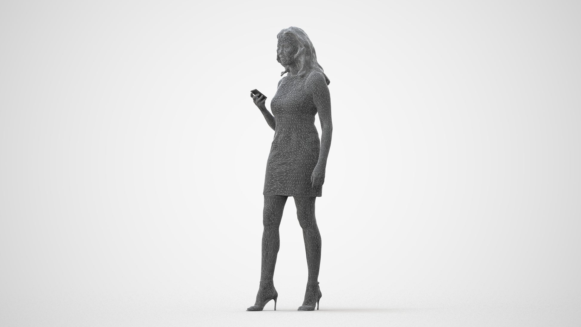 realistic 3D human woman casual walking, archviz people FBX OBJ for Blender, square thumbnail
