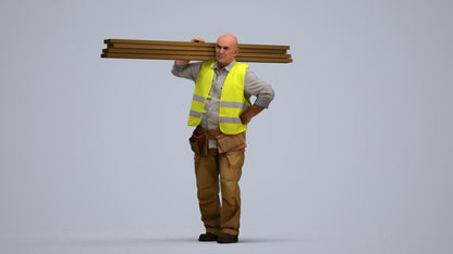 3D scanned senior man walking, photorealistic archviz people for Enscape and SketchUp, standing pose render