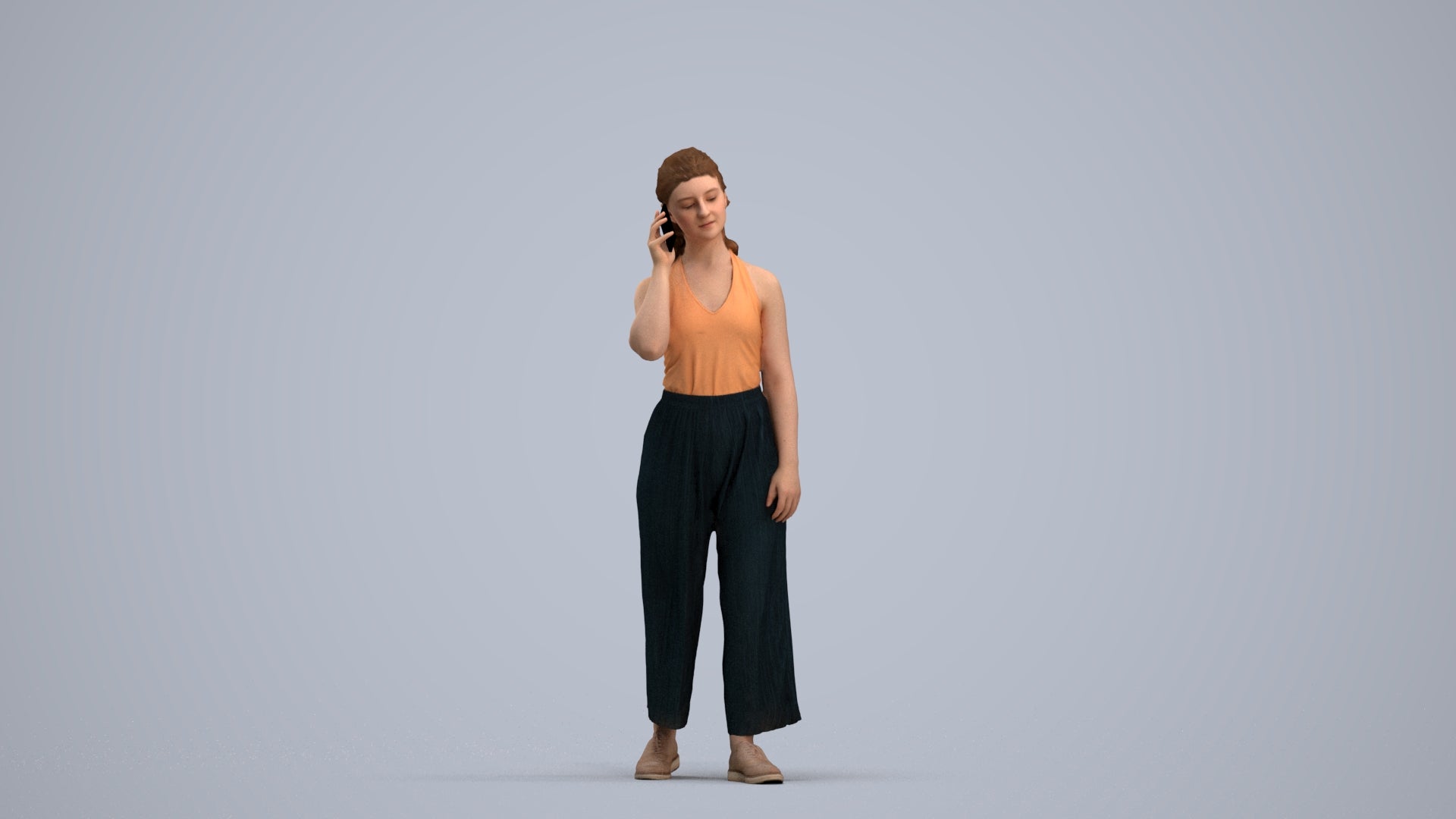 scanned 3D girl casual kids, photogrammetry people for Enscape and V-Ray, standing pose render
