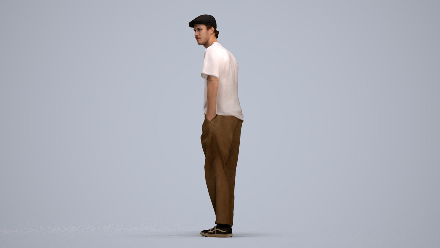 3D scanned man standing casual, photorealistic archviz people for Enscape and SketchUp, standing pose render