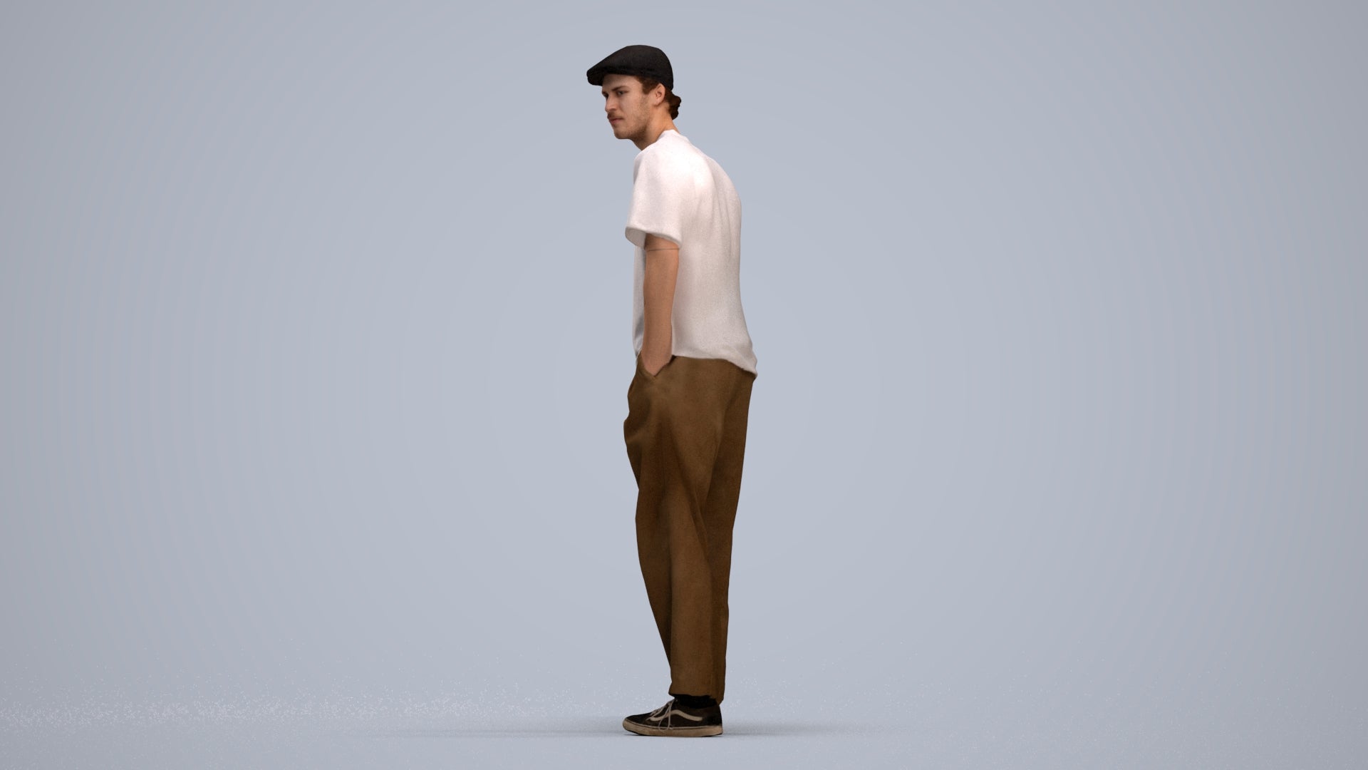3D scanned man standing casual, photorealistic archviz people for Enscape and SketchUp, standing pose render