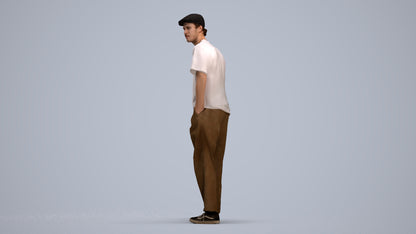 3D scanned man standing casual, photorealistic archviz people for Enscape and SketchUp, standing pose render